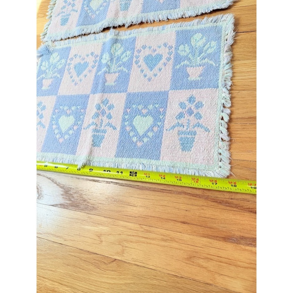 VTG 3 Pastel Heart Floral Placemats Rectangular 2 Sided 1990s Spring Cottagecore - Picture 13 of 15